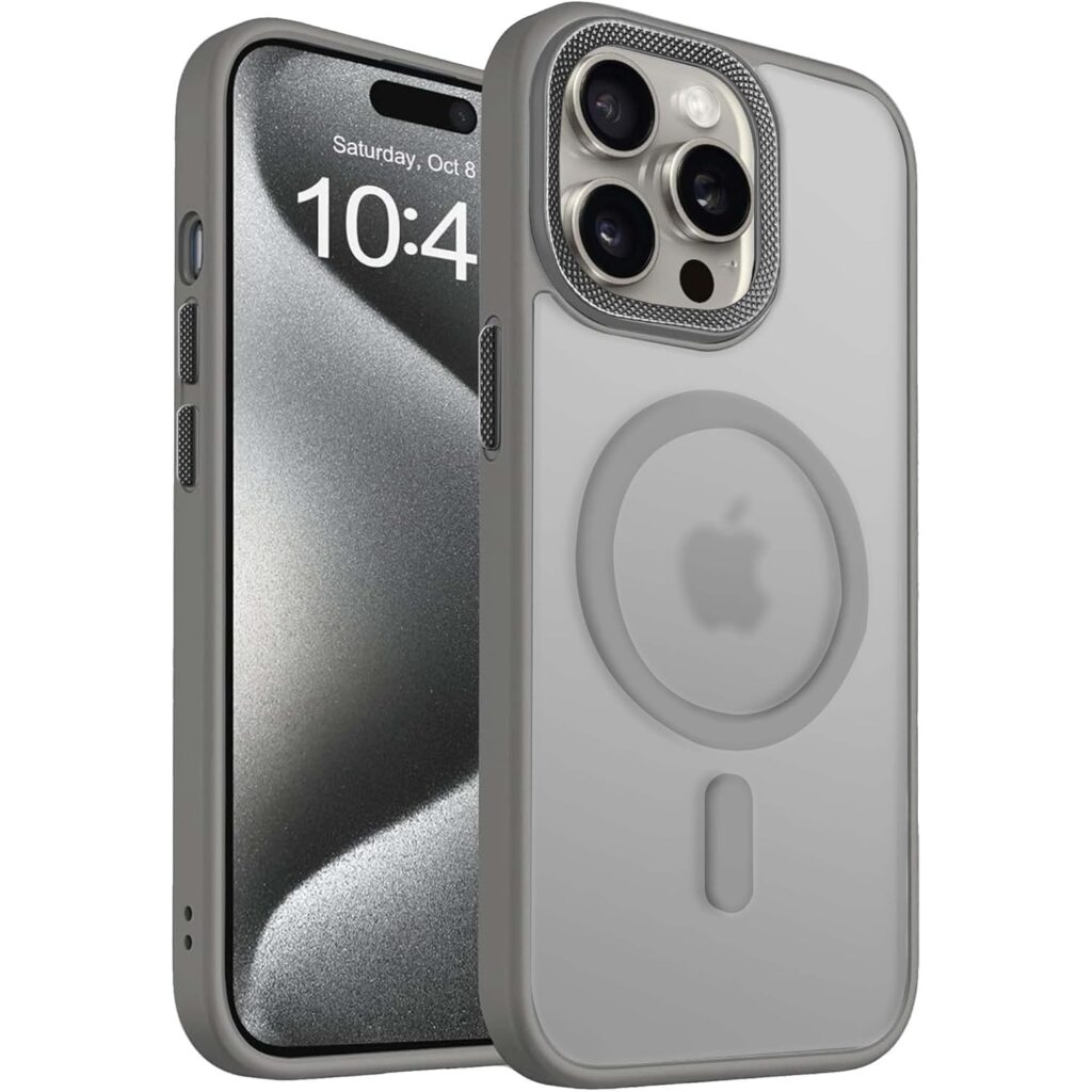 Magnetic Case for iPhone 15 Pro Max | Mag-Safe Compatible | Shockproof Matte Cover (Gray)