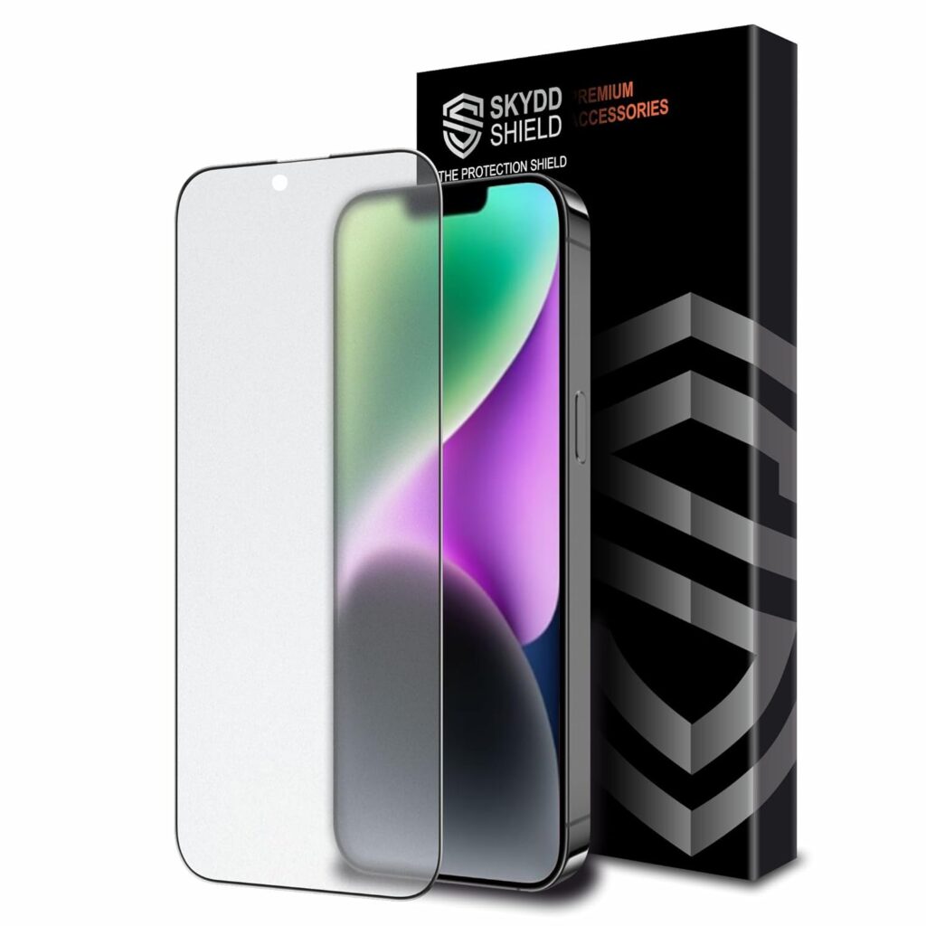 Military-Grade Matte Anti-Glare Tempered Glass For iPhone 13 Pro Max / 14 Plus (6.1 Inch) With Installation Kit | Edge to Edge Coverage | Black