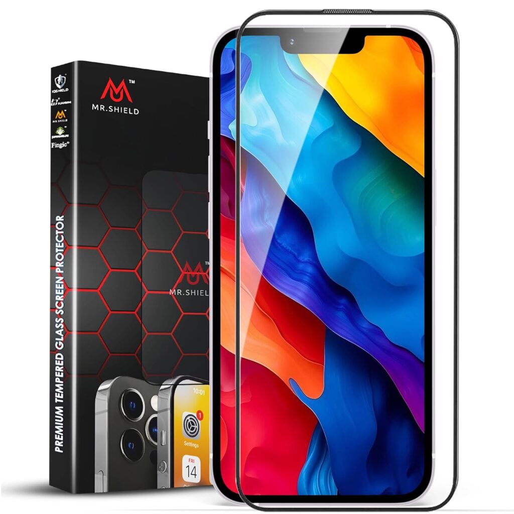 Mr.Shield Top-Notch HD+ Tempered Glass Screen Protector Guard Compatible for iPhone 14 Plus and 13 Pro Max, 9H Hardness, Anti-Static, Case-Friendly, Easy Installation Kit – 1 Pack