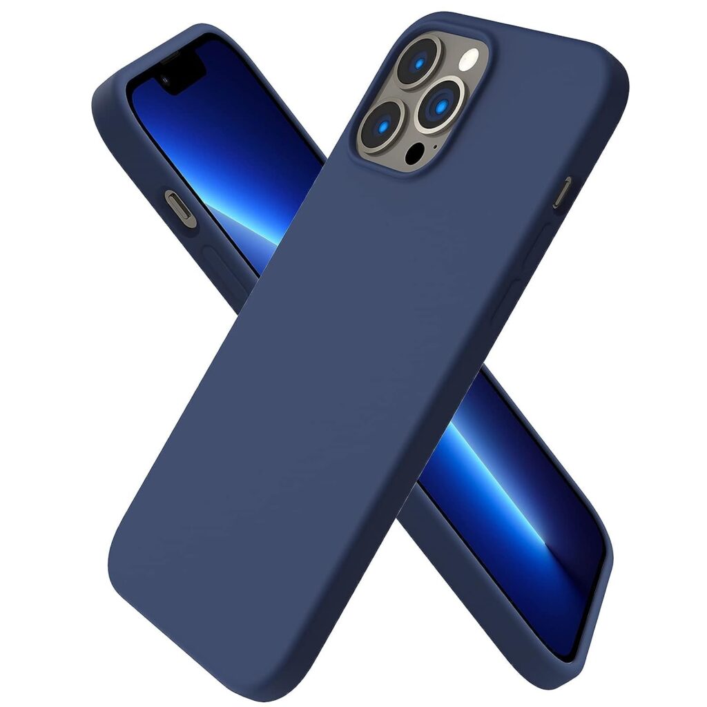 NAFS Compatible with iPhone 13 Pro Max Case 6.7", Slim Liquid Silicone 3 Layers Full Covered Soft Gel Rubber Case Cover 6.7 inch- (Navy Blue)