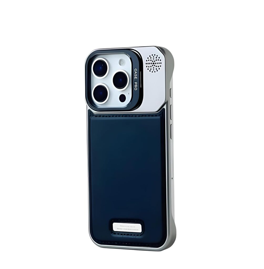 Next Store Lens Kickstand Borderless Phone Case Compatible for iPhone 13 Pro Max, Magnetic Wireless Charging PU Leather Cover with Kickstand (Black)