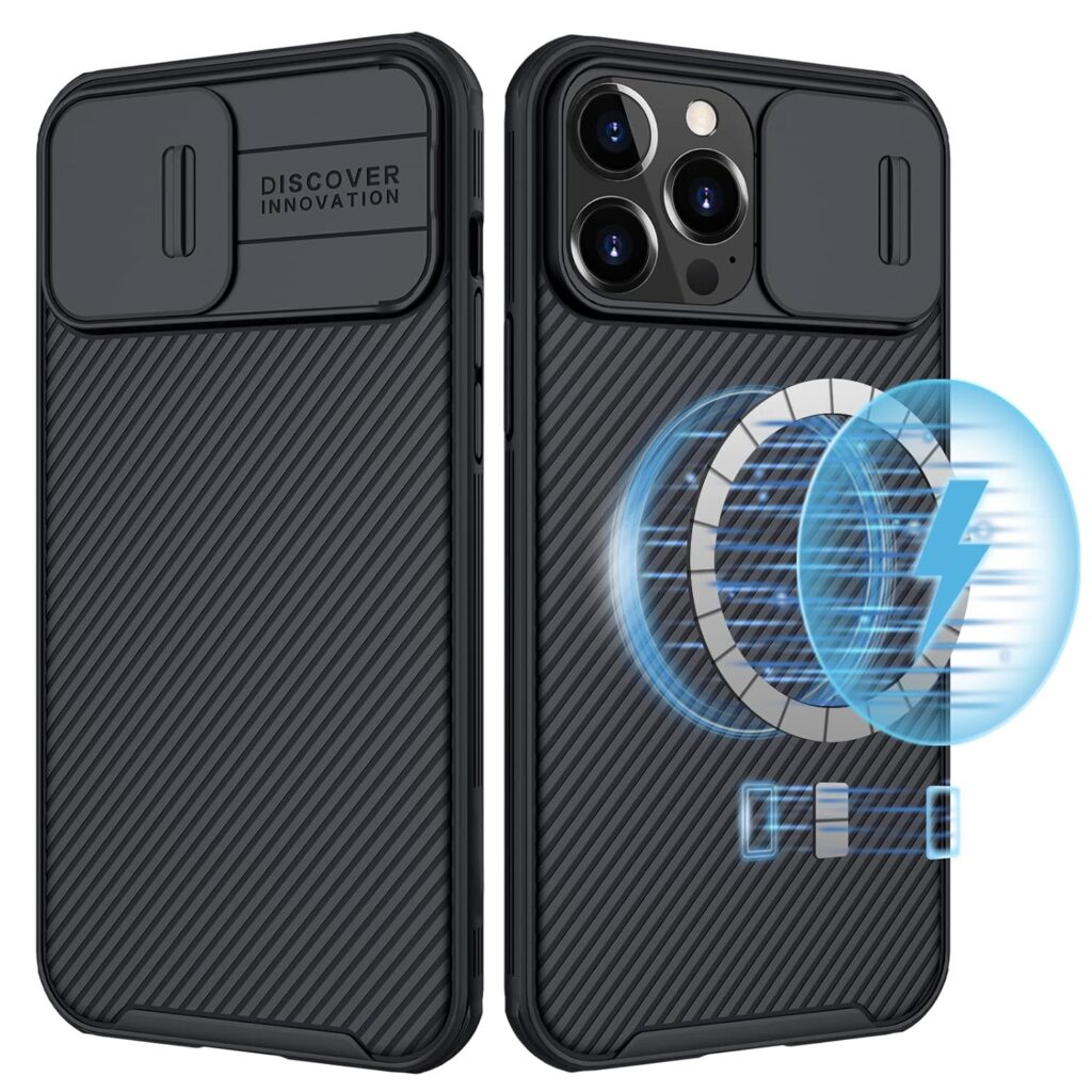 Nillkin Case for Apple iPhone 13 Pro Max (6.7" Inch) Camshield Pro Magnetic Case Works with Magsafe Charger Camera Slider Double Layered Protection TPU + PC Black