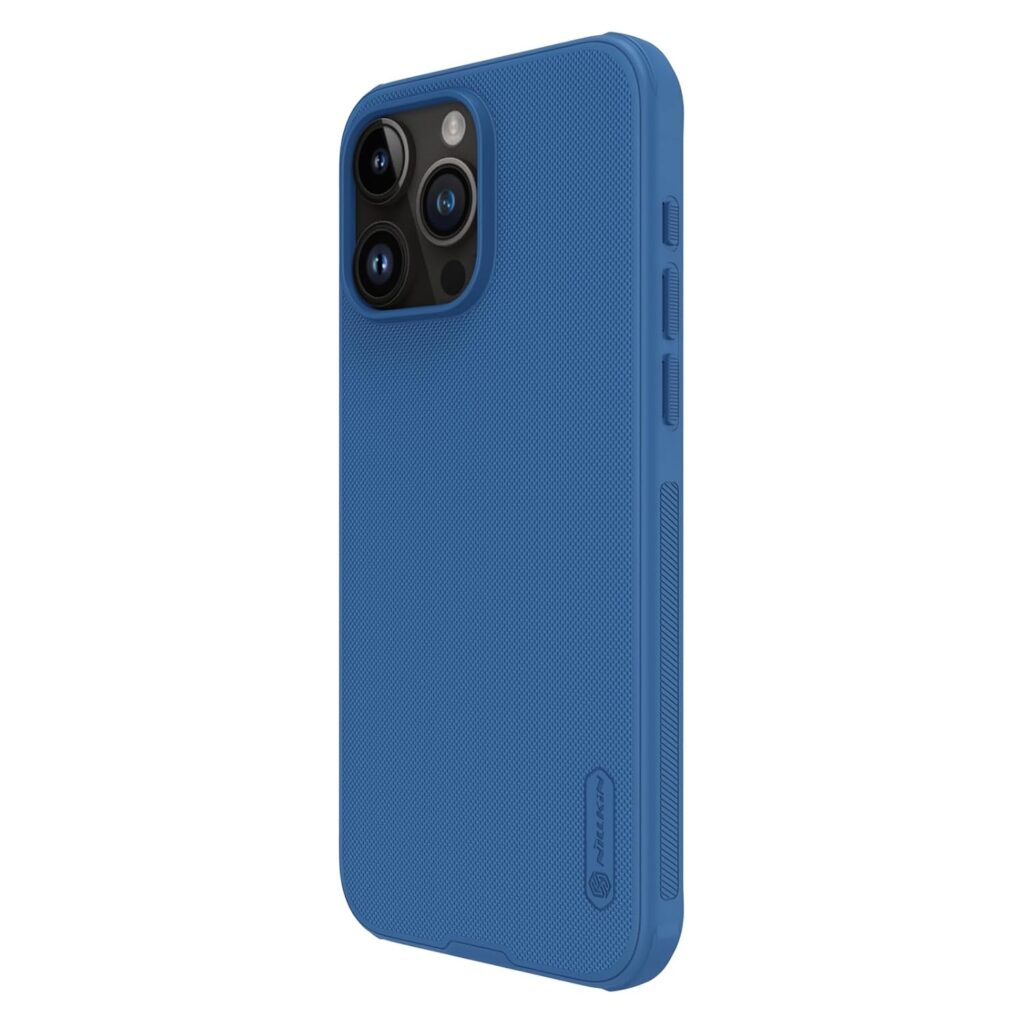Nillkin Case for Apple iPhone 15 Pro Max (6.7" Inch) Super Frosted Shield Pro Magnetic Hard Back Soft Border (PC + TPU) Cover Raised Bezel Camera Protect Without Logo Cut Blue