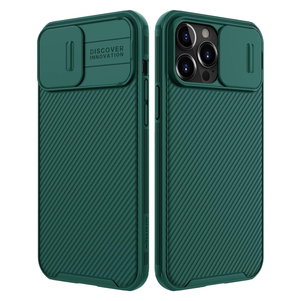 Nillkin Case with Slide Camera Cover, Camshield Pro Protective Case with Camera Lens Protection, TPU Frame & PC Back Compatible for iPhone 13 Pro Max - Green