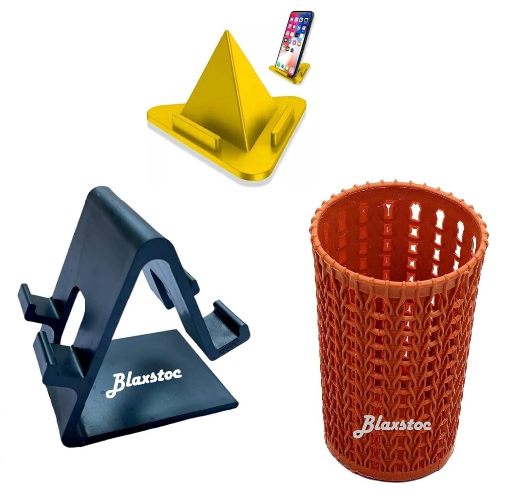 OOLA-22 Multi-Angle Mobile Stand and Tablet Holder for iPhone, Samsung, OnePlus, Xiaomi - Mini Pyramid Design With Pen/Pencil Holder for Bed, Office, Home (Pack of 3)