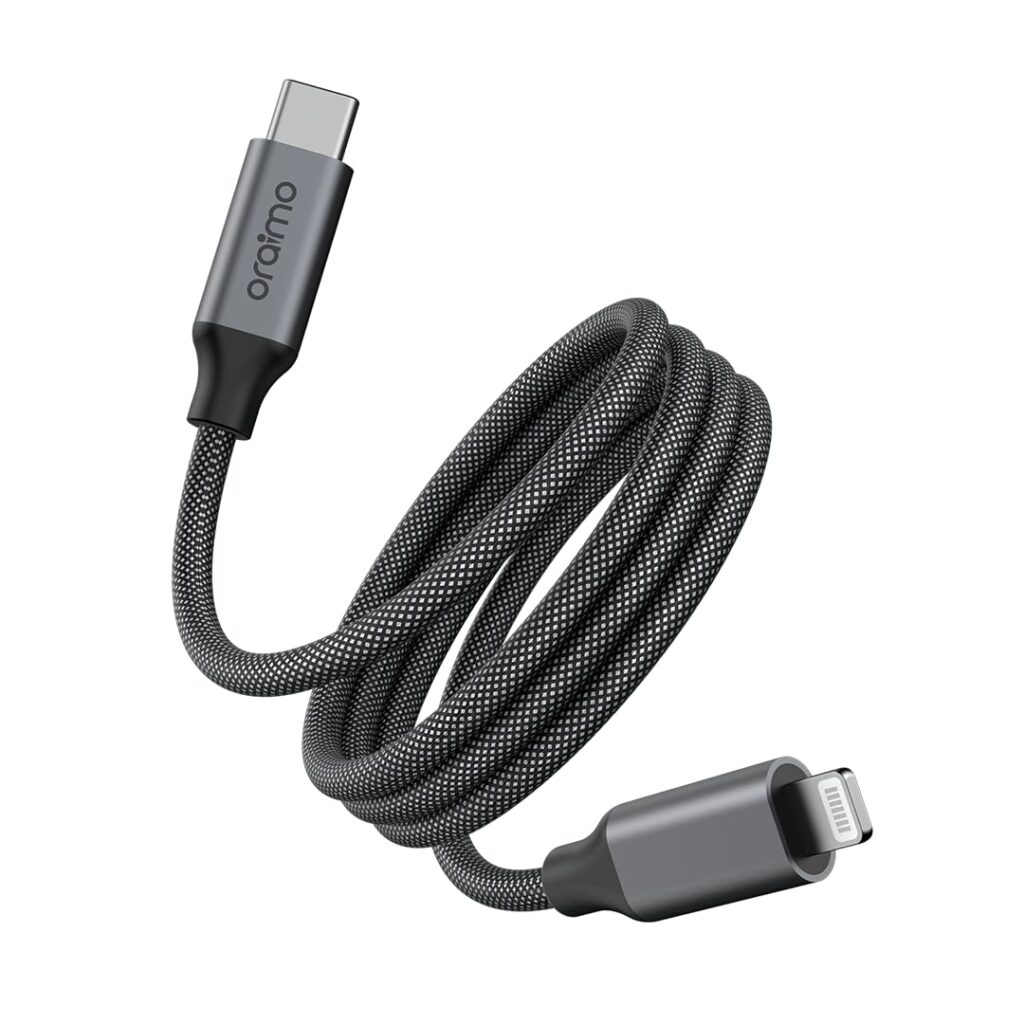 Oraimo Magnetic Cable | 20W Fast Charging | Type-C to iPhone | Self-Aligning & Tangle-Free | Bend-Proof with 1M Length for iPhone 14, 14 Pro, 14 Pro Max, 14 Plus, 13, 13 Pro, 13 Pro Max (OCD-710CL)
