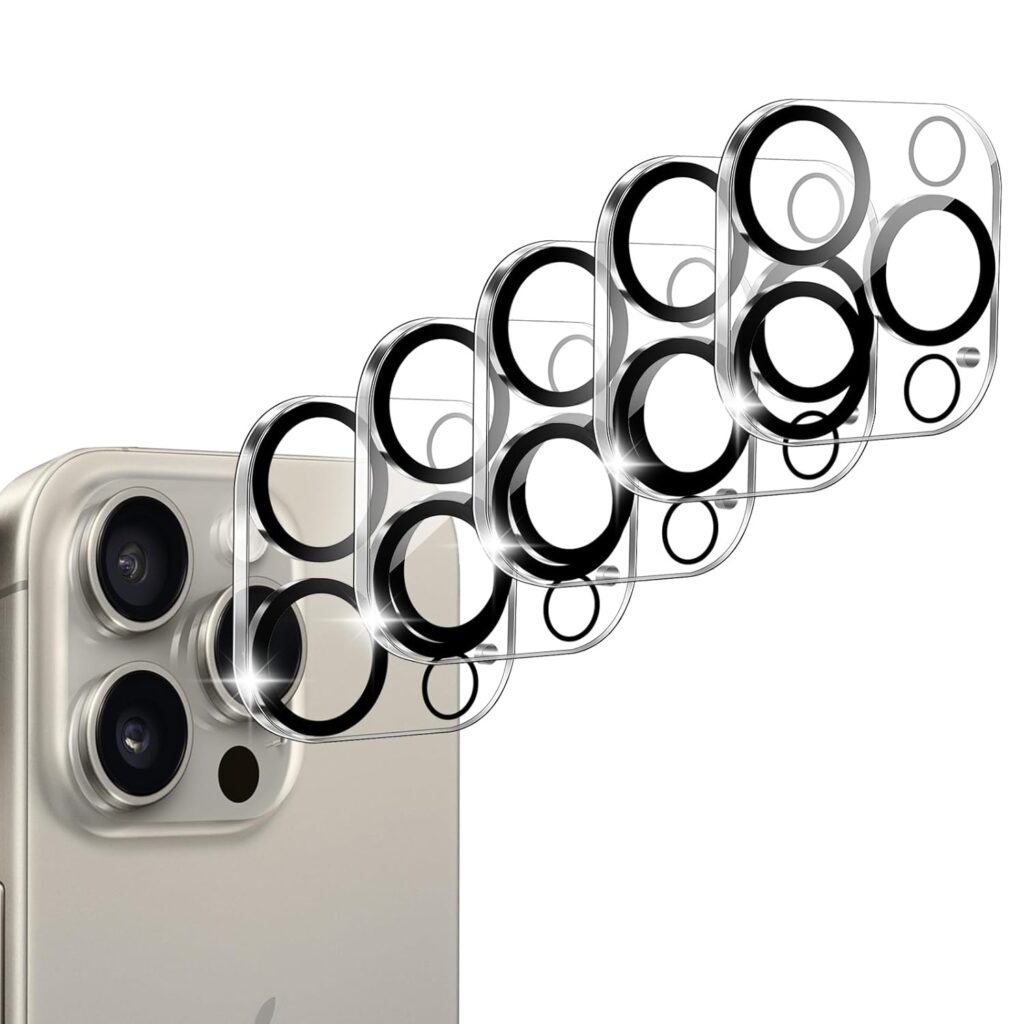 Pack of 5 Camera Protection for iPhone 15 Pro and iPhone 15 Pro Max Camera, Ultra Clear Camera Protection, Camera Protective Film Compatible with Mobile Phone Case, 9H Hardness, HD Screen