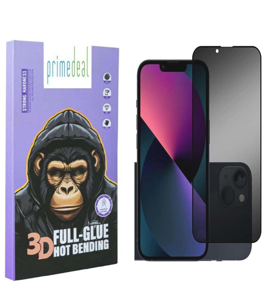 Prime deal Military-Grade Gorilla Tempered Glass Compatible For Iphone 13/13 Pro/14/16E (Black) Edge To Edge Coverage With Easy Installation Kit for Smartphone (Privacy)