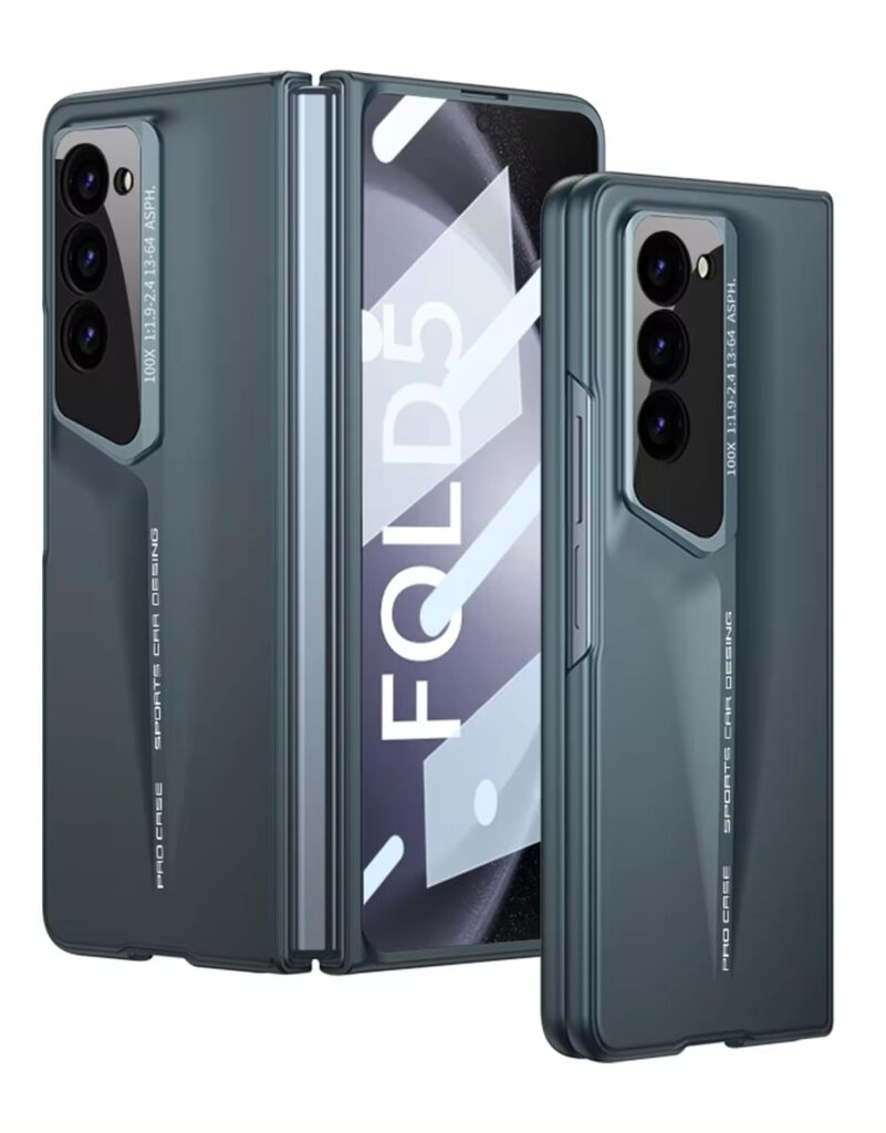 Scalebee Newly Stylish Aerodynamic Design Ultra Thin Hard PC Full Body Protective Built in Screen Protection Shockproof Back Cover Case for Samsung Galaxy Z Fold 5/ Fold5 (Grey Green)