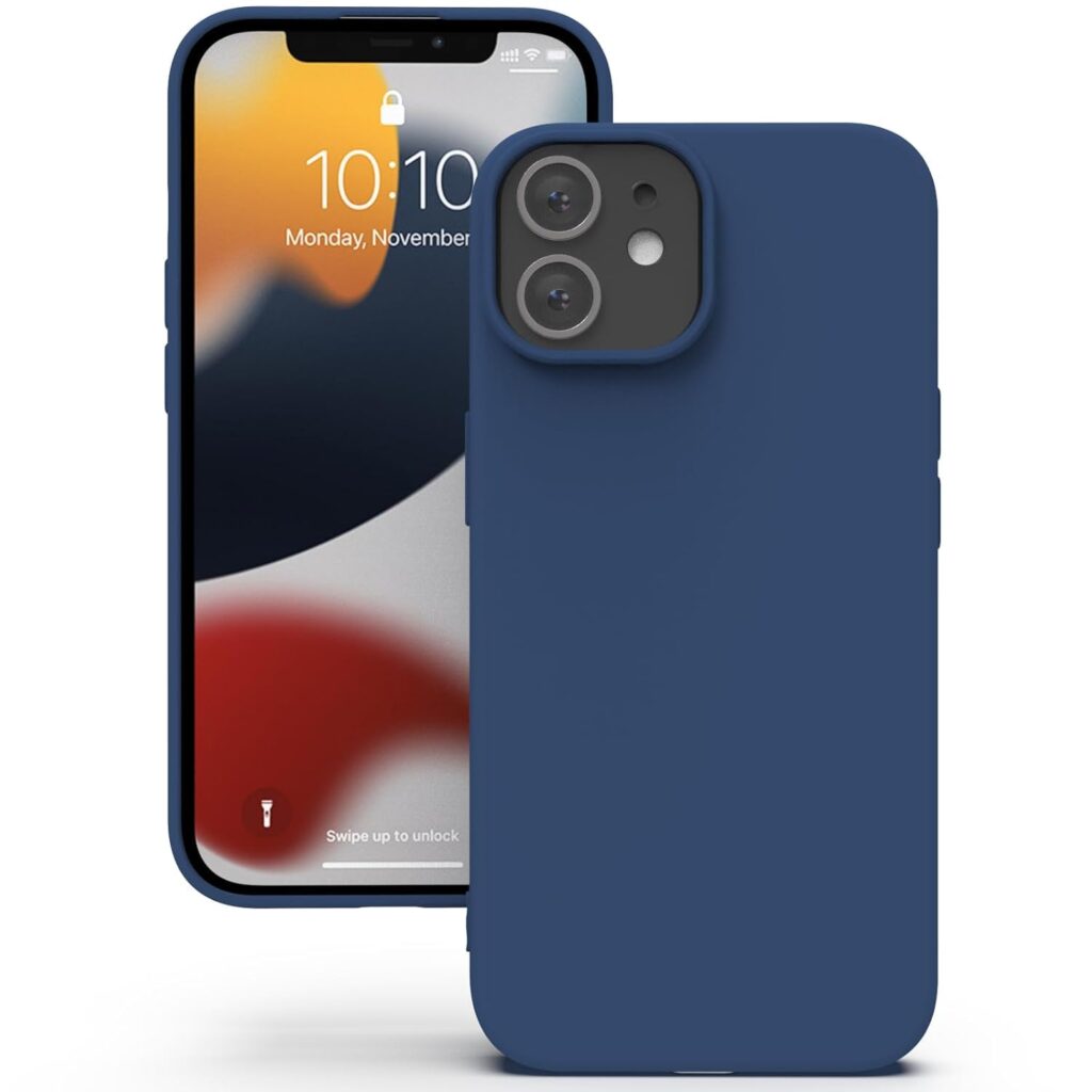 Silicone Back Cover Case Compatible for iPhone 12 Mini | Drop Protection and Camera Protection,Shock Absorbent, Soft Microfiber Lining Inside (Dark Blue)