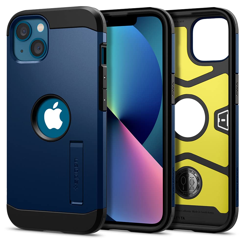Spigen Tough Armor Back Cover Case Compatible with iPhone 13 (TPU + Poly Carbonate | Navy Blue)