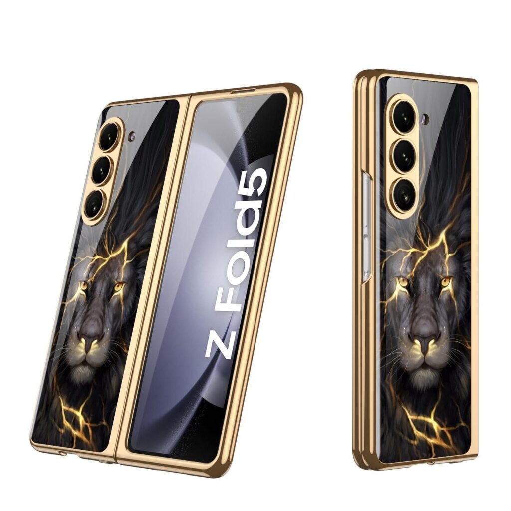 Stylonic Back Cover for Samsung Galaxy Z Fold 5 Glossy Royal Pnone Cover (Black, Gold, Pack of: 1)
