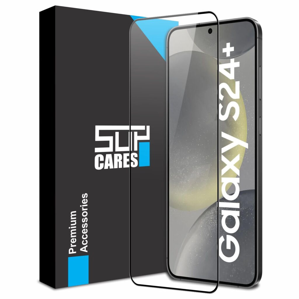 SupCares Tempered Glass for Samsung Galaxy S24 Plus (6.7 Inch) With Installation Kit | Military-Grade Gorilla Screen Protector | Edge to Edge Coverage | Black