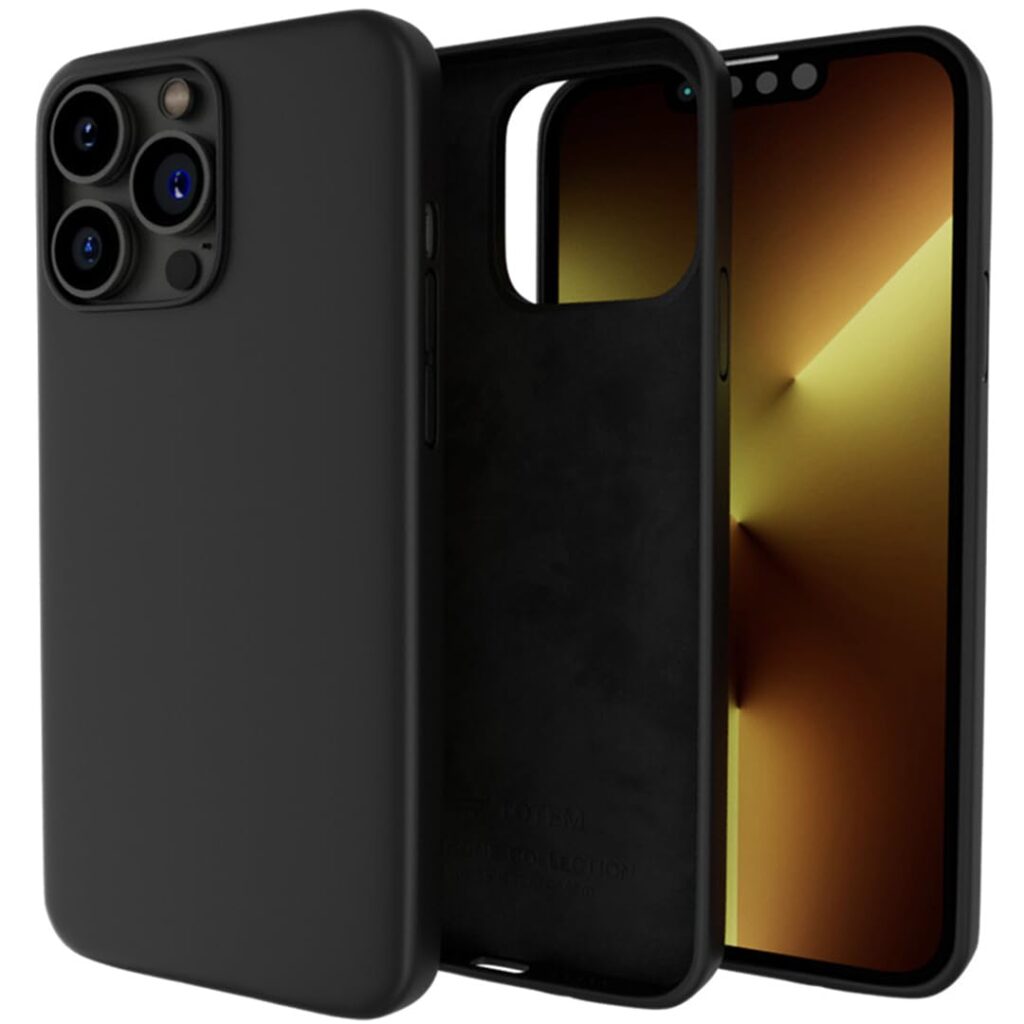 Totem Silicone Case for iPhone 13 Pro Max Back Case Cover | 10 ft Drop Protection | Micro Fiber Lining (Non Magsafe | Black)