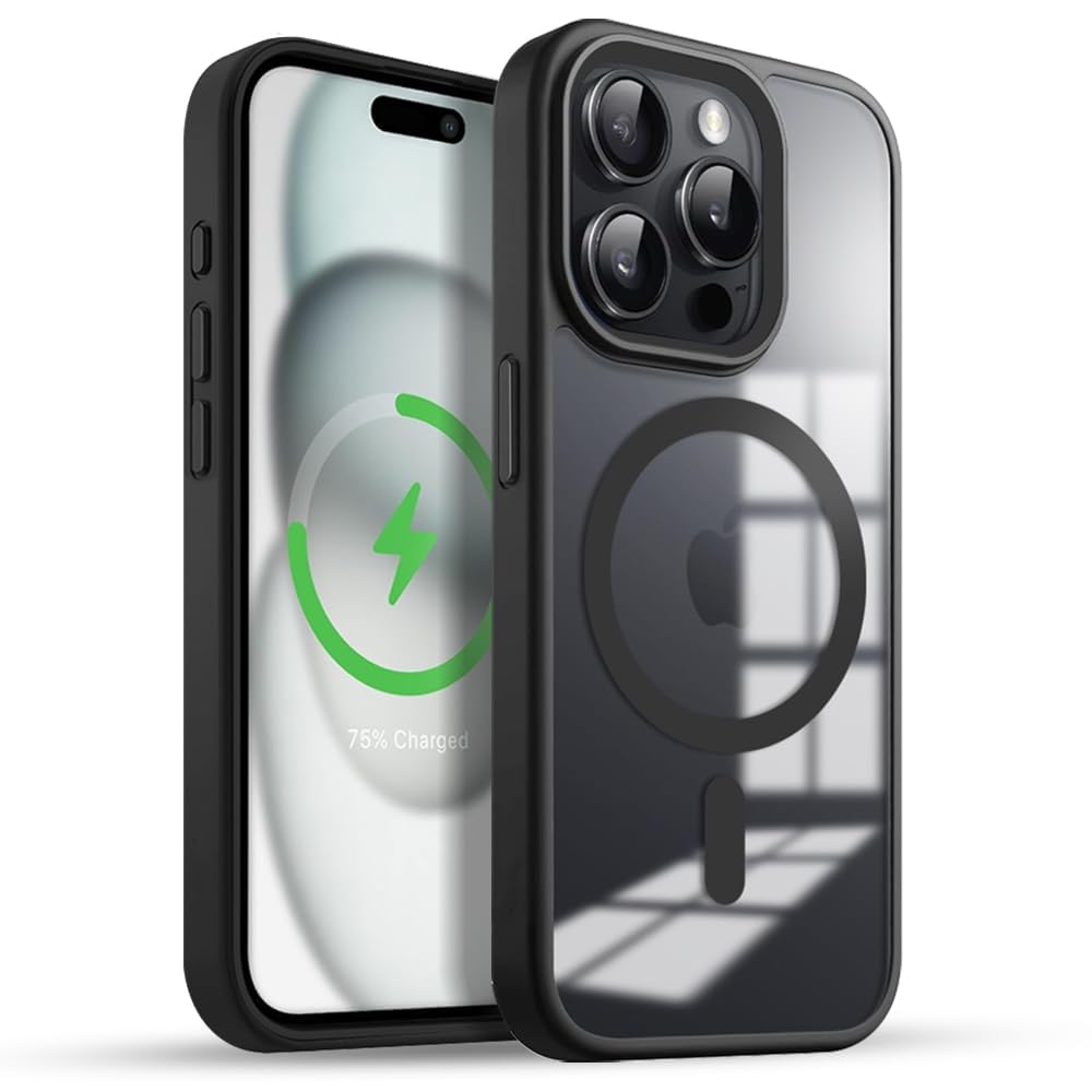 Ultra-Hybrid Back Case Cover Compatible for iPhone 14 Pro Max Case Shockproof Design TPU, Magnetic Phone Case Hard Back Bumper Case Cover (Black)