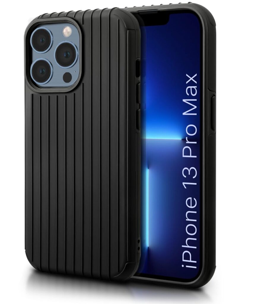 WOW IMAGINE Hybrid Back Case for iPhone 13 Pro Max | Shockproof with Tough Armor Texture | Scratch-Resistant Hard PC + TPU | 360° Camera Protection | Black