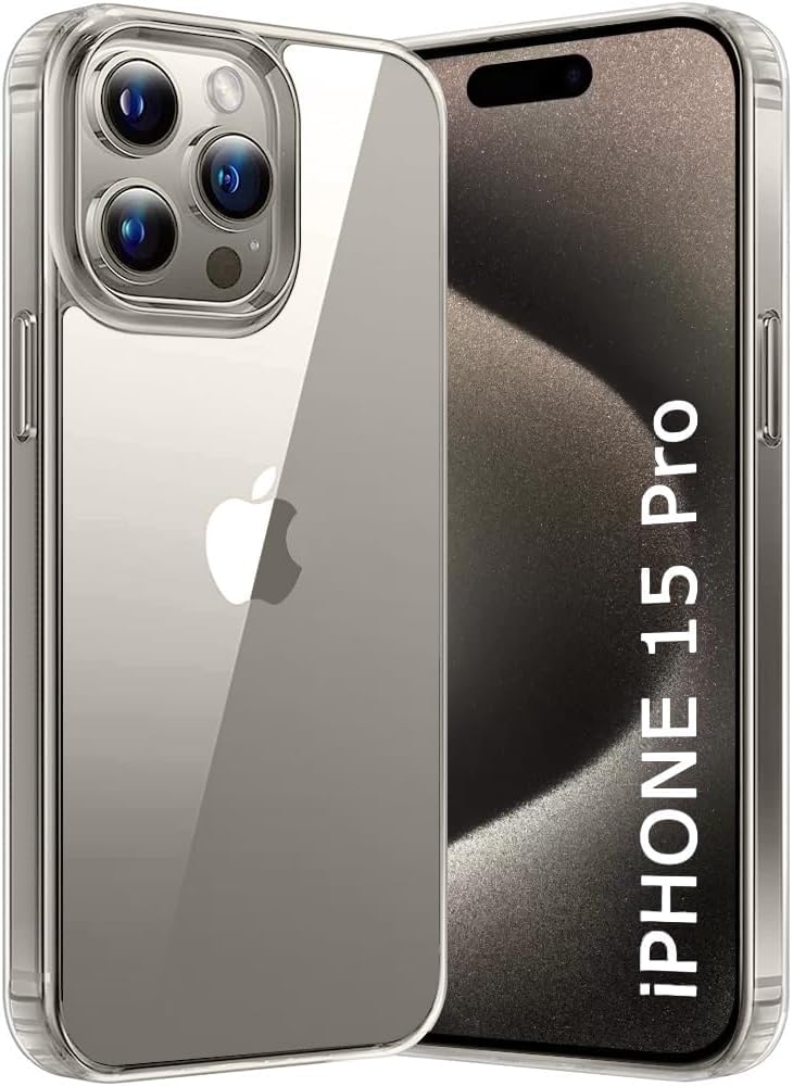 XVX Crystal Clear Anti Yellow Back Cover for Apple iPhone 15 Pro | Anti-Scratch Shockproof Case | Durable TPU + Hard Acrylic Hybrid Back | Bumper Cover for Apple iPhone 15 Pro (Transparent)