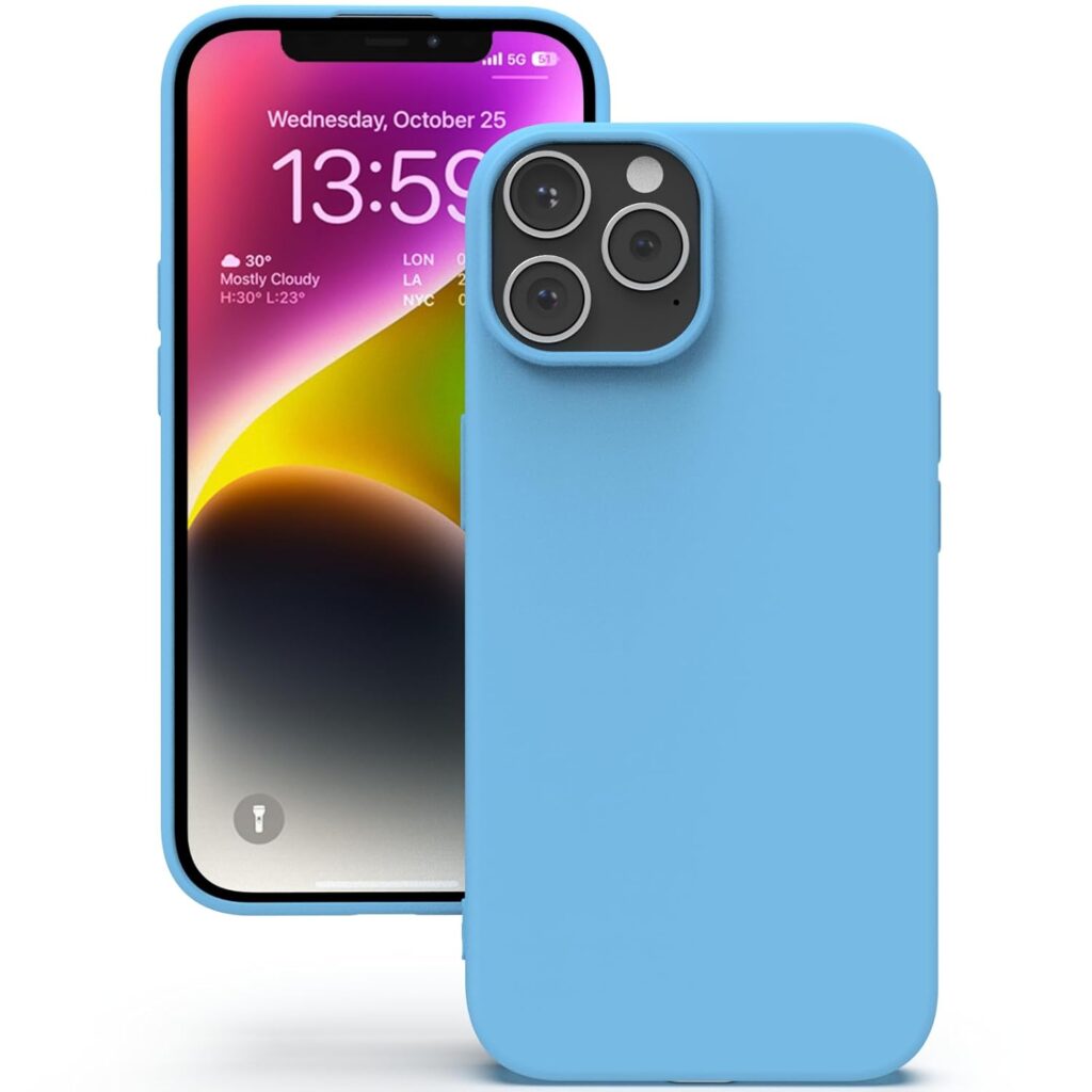 YATWIN Silicone Back Case for iPhone 13 Pro Max, Soft-Touch Phone Back Cover for Apple iPhone 13 Pro Max - Sky Blue