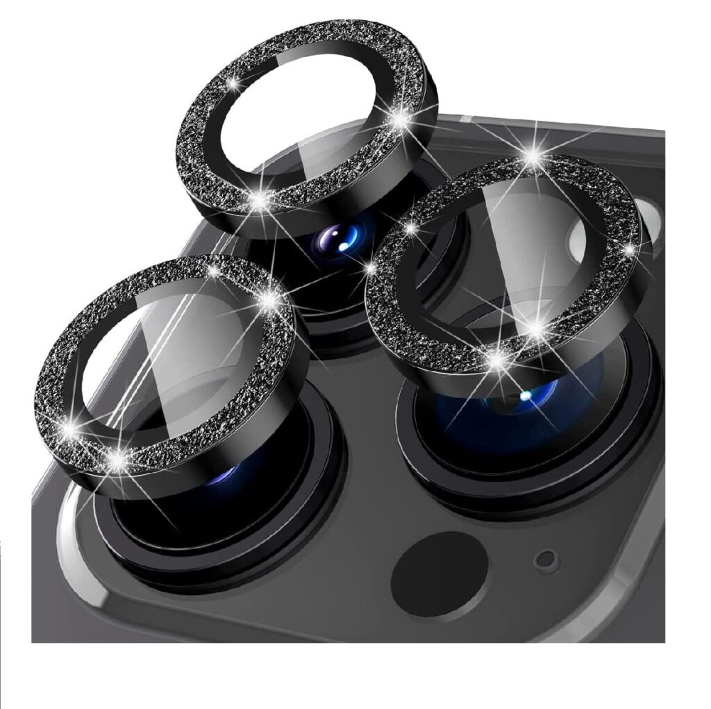 ZARALA Camera Lens Protection For Apple Iphone 13 Pro max Camera Lens With Inbuilt Tempered Glass with Alloy Metal Ring Scratch Proof Very Simple to fit (iPhone 13 Pro max, Diamond Black)