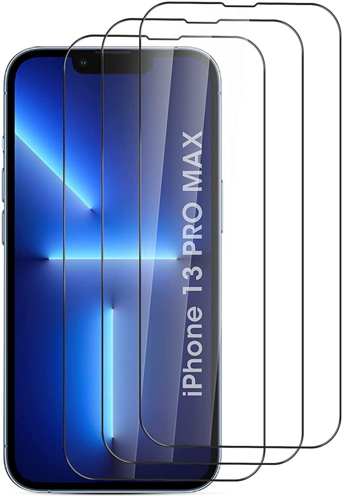 ZARALA Compatible with iPhone 13 Pro Max Screen Protector HD Clear Ultra-Tempered Glass [Military-class bulletproof glass] [Full Coverage ] [Anti-Scratch] [Bubble Free][Easy install]