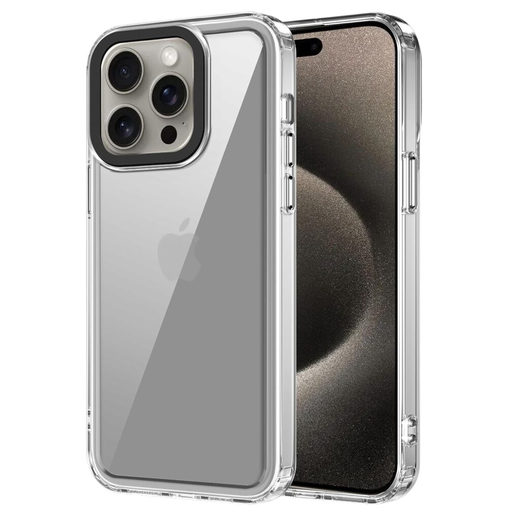 amazon basics Back Case Cover for iPhone 15 Pro (TPU + PC_Space-Clear)