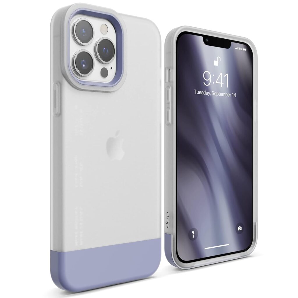 elago Glide Compatible with iPhone 13 Pro Max Case 6.7 inch, Protective Thin TPU Cover, Shockproof, Enhanced Camera Guard, Anti-Scratch, Multi-Color Options, Simple Design (Frosted Clear/Purple)