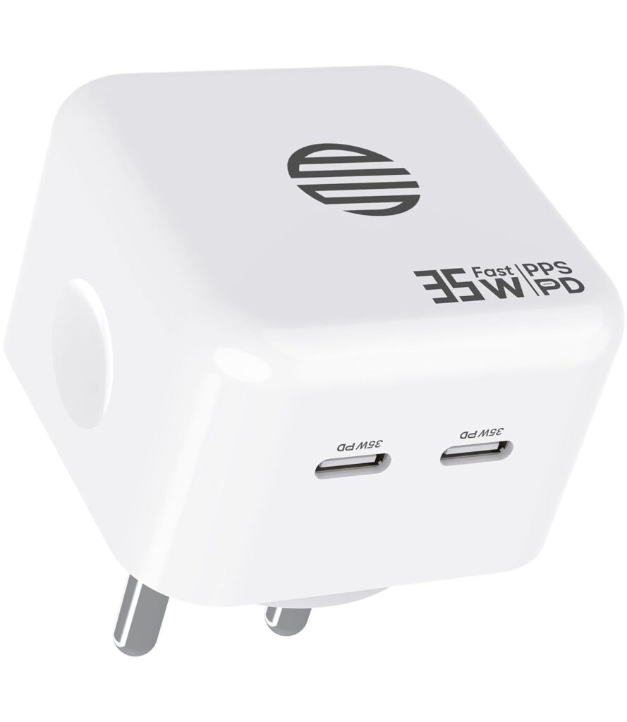 eller santé 35W PD Dual Port Charger Type C Adapter for iPhone 17/17 Air/17 Pro/17 Pro Max, 16/16 Plus/16 Pro/16 Pro Max, 13/12/11 Series Multiple Protection USB-C 35 Watt Fast Charging Adaptor