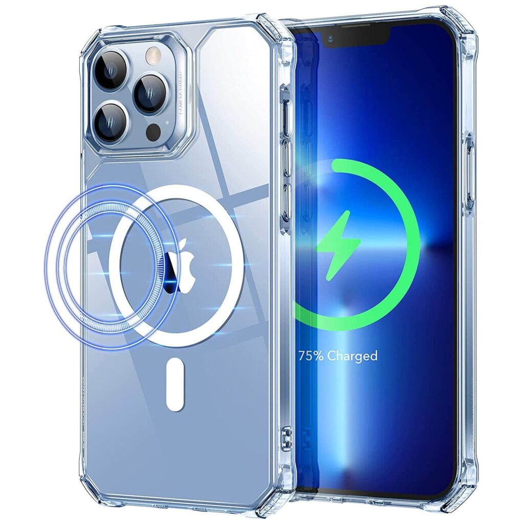 for Apple iPhone 13 Pro Max, [Compatible with MagSafe] Crystal Clear Hard Back Cover & Soft TPU Edges, Slim Thin Shockproof Phone Case for Apple iPhone 13 Pro Max